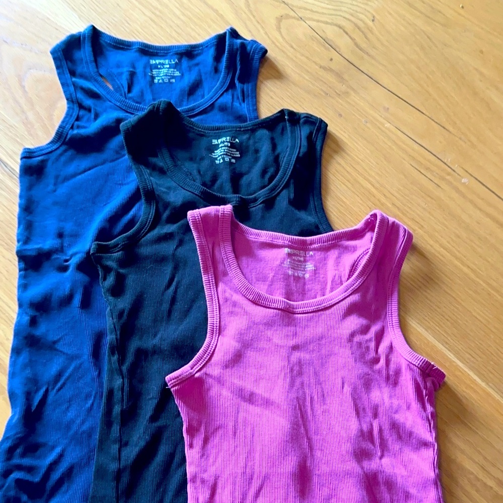 3 pack of camisoles. Blue, black, pink XL